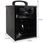 Kép 7/10 - Kaminer Elektromos fűtőventilátor 3000 W, 514m3/h, IPX4, fekete