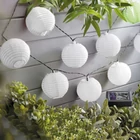 Kép 3/5 - Napelemes lampion fényfüzér (10 db fehér lampion, hidegfehér LED,  3,7 m)