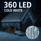 Kép 1/2 - 360 LED-es jégcsap fényfüggöny kültéri - Hidegfehér