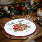 Kép 1/2 - Karácsonyi tálca - fém - autós - fehér - 33 cm