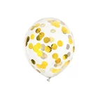 Kép 1/3 - Átlátszó lufi 30cm 6 darab - konfetti arany körökkel