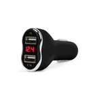 Kép 1/3 - Autós adapter dupla USB töltővel, feszültségmérővel és árammérővel (fekete)