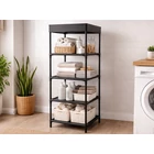 Kép 3/6 - 5 szintes cipő-, ruhatároló szekrény állítható magassággal, fekete