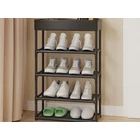 Kép 4/6 - 5 szintes cipő-, ruhatároló szekrény állítható magassággal, fekete