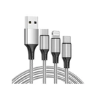 Kép 2/8 - 3az1-ben USB kábel, 1,2m ezüst