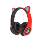 Kép 6/10 - Vezeték nélküli Bluetooth fejhallgató cicafülekkel, piros