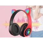 Kép 8/10 - Vezeték nélküli Bluetooth fejhallgató cicafülekkel, piros