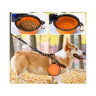 Kép 6/9 - Összecsukható utazótál kutyáknak, narancs, 800 ml