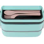 Kép 5/10 - Kétszintes éthordó evőeszközökkel, 1.4 L, kék