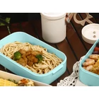 Kép 8/10 - Kétszintes éthordó evőeszközökkel, 1.4 L, kék