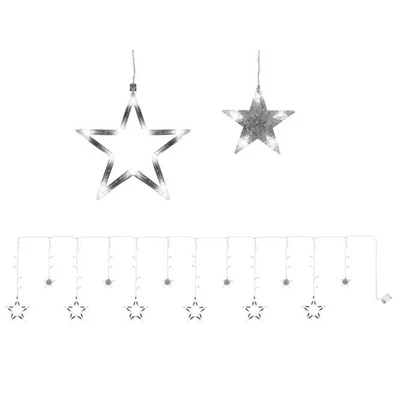 Lógó függöny csillagok 138 LED-es, 4m (hideg fehér)