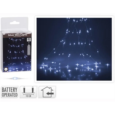 80 LED-es hideg fehér microled fényháló