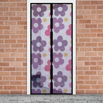 Mágneses szúnyogháló függöny ajtóra (100 x 210 cm, színes virágos