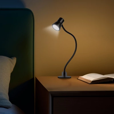 Flexibilis asztali lámpa - csipeszes - USB - állítható fényerő és színhőmérséklet - LED - fém