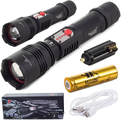 Bailong Cree LED USB katonai zseblámpa 