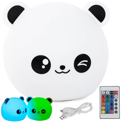  Gyermek éjjeli lámpa, panda maci, távirányítóval