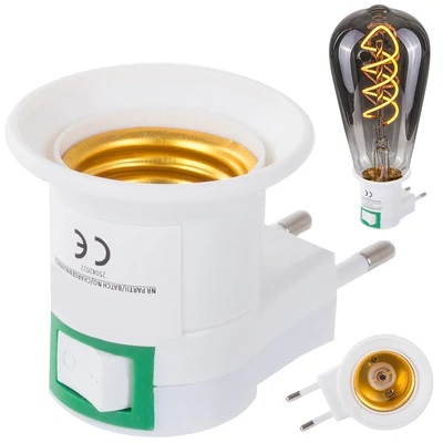 Izzó adapter, kapcsoló 230v e27
