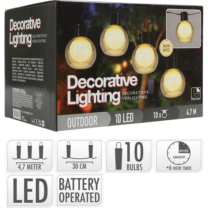 Dekoratív bel-és kültéri fényfüzér 10 LED