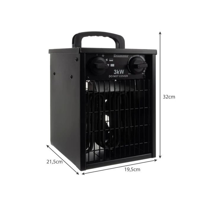 Kaminer Elektromos fűtőventilátor 3000 W, 514m3/h, IPX4, fekete