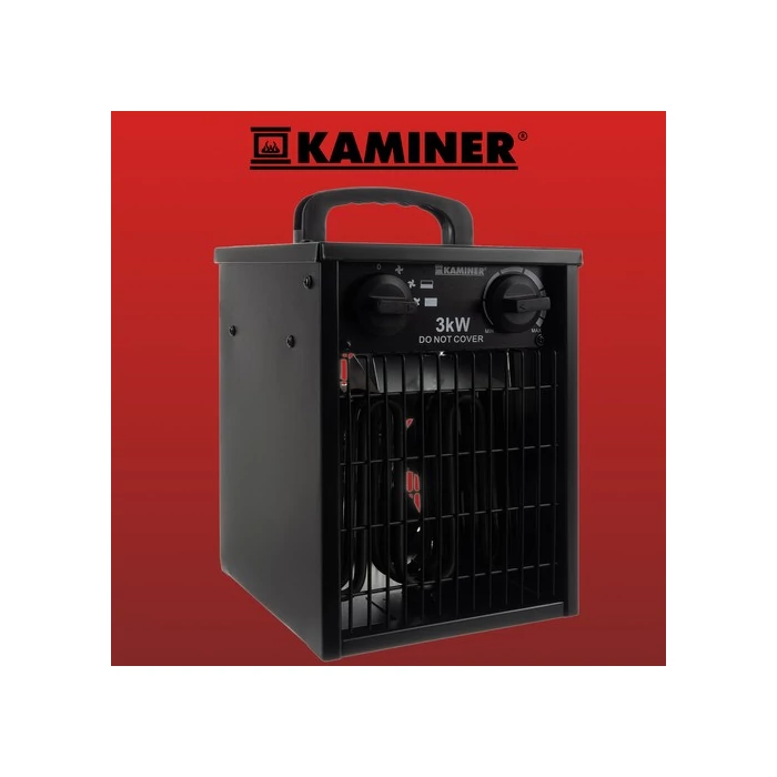 Kaminer Elektromos fűtőventilátor 3000 W, 514m3/h, IPX4, fekete