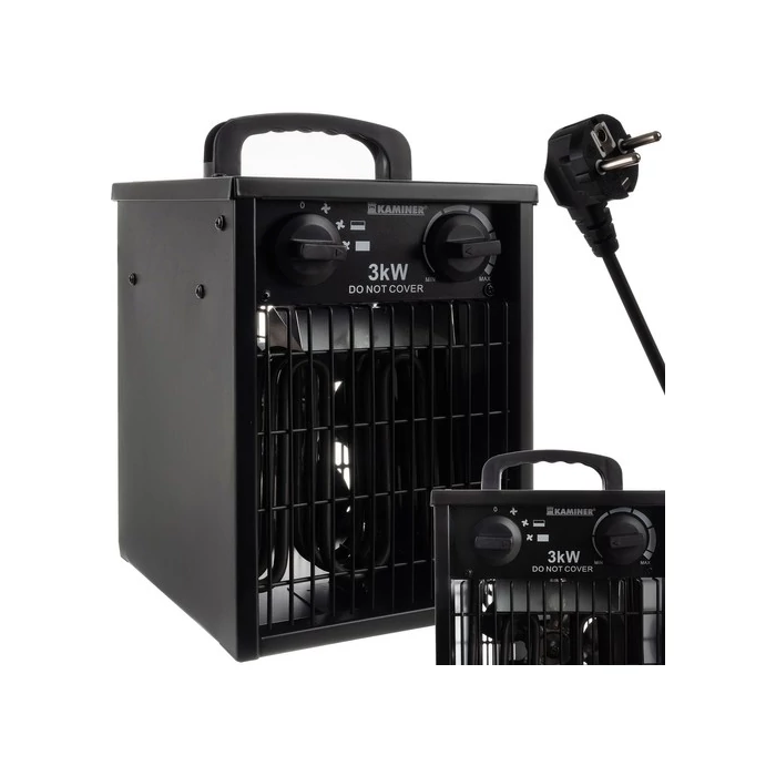 Kaminer Elektromos fűtőventilátor 3000 W, 514m3/h, IPX4, fekete