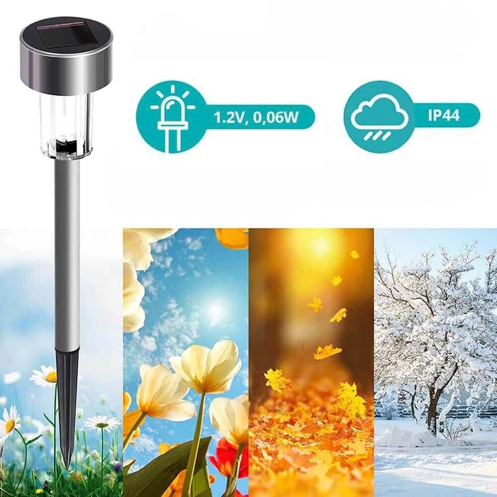 Inox napelemes kerti lámpa
