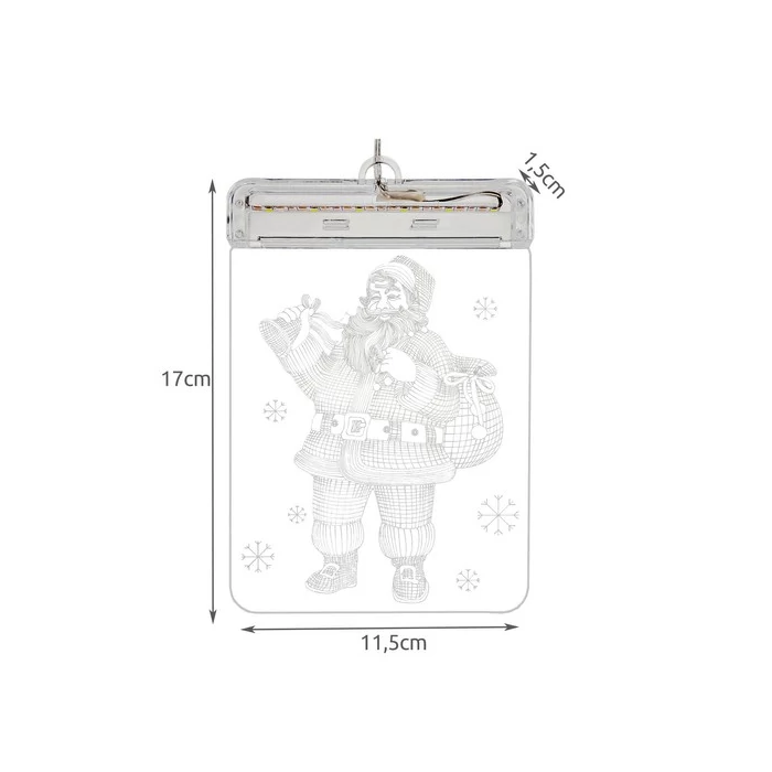 LED fényes 3D üveg mikulás