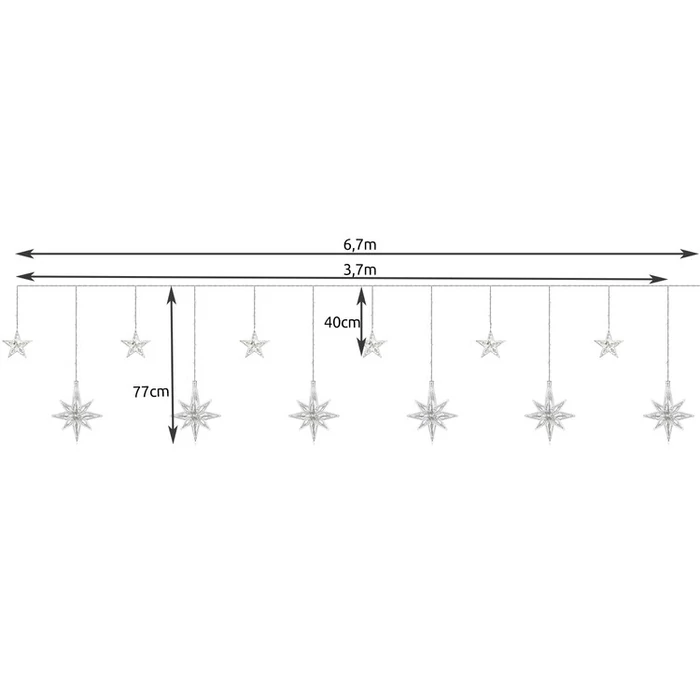 138 LED USB csillag fényfüggöny melegfehér
