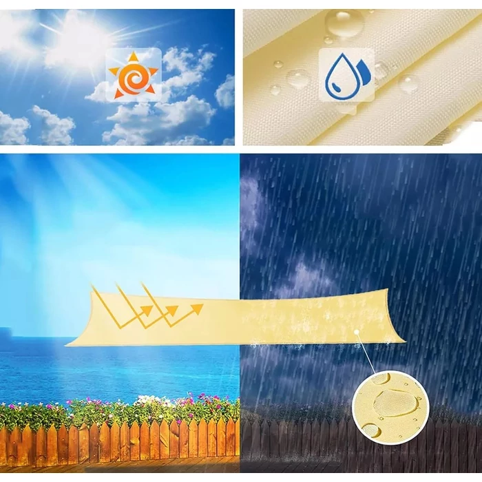 Prémium napvitorla (világos homok színben, 3,6 x 3,6 x 3,6 méteres)
