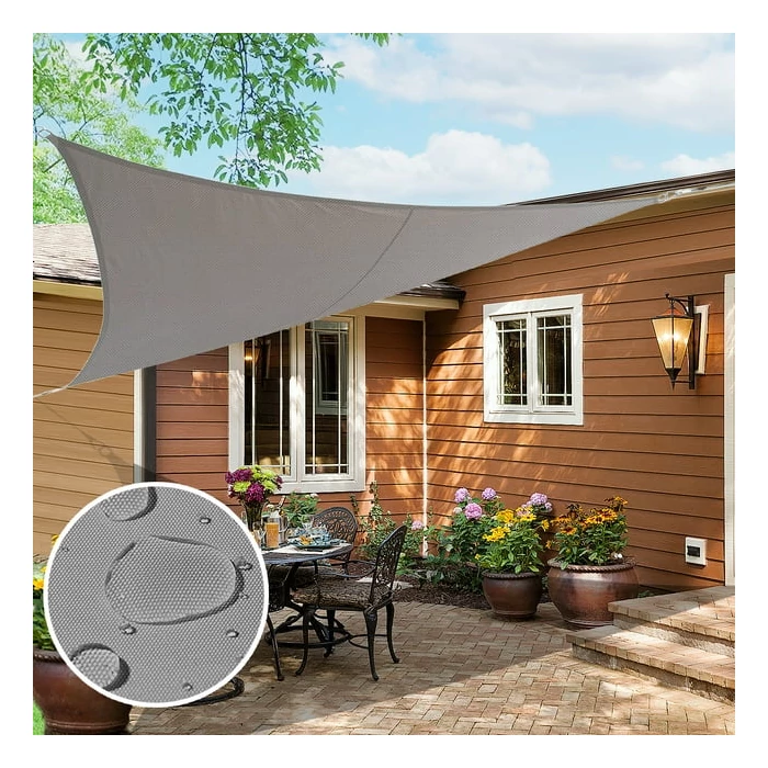 Háromszög alakú napvitorla 3,6 X 3,6 X 3,6 m homok színben