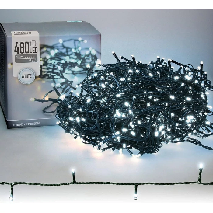 480 LED-es, 36 méteres kültéri/beltéri fényfüzér időzítővel, hidegfehér
