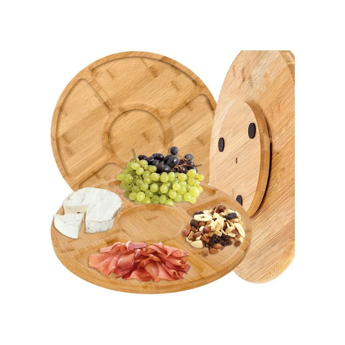 Bambusz forgó kínáló tálca