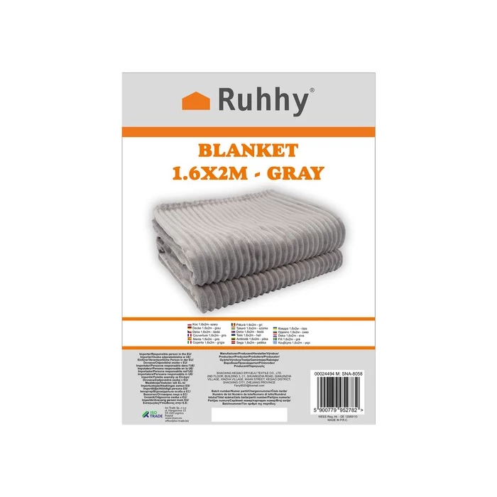 Ruhhy takaró 1,6x2m szürke