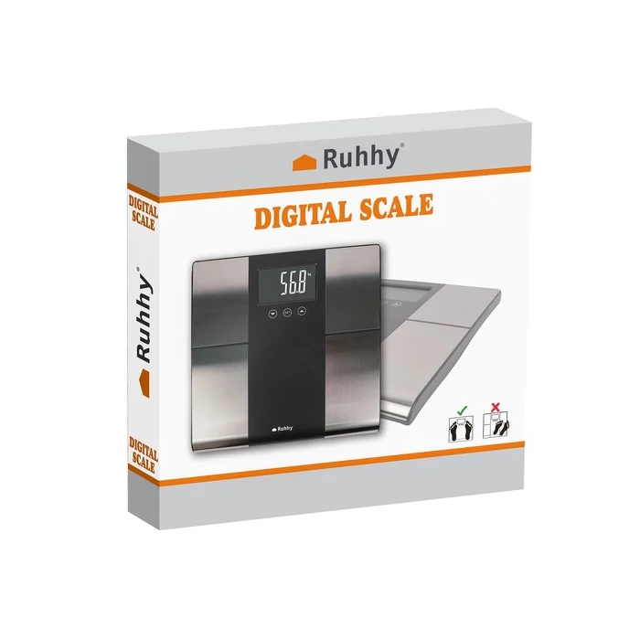 Ruhhy okos személymérleg LCD kijelzővel, BMI, testösszetétel mérés