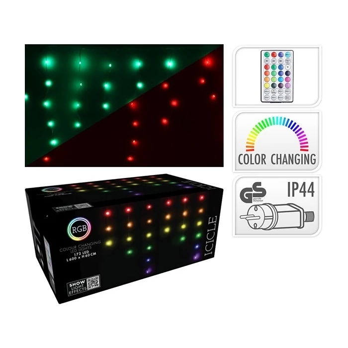 172 LED-es RGB távirányítós kerti fényfüzér hullámzással, fényeffektusokkal