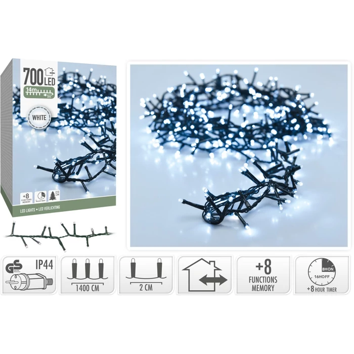 700 LED-es kültéri/beltéri fényfüzér - Hidegfehér 14m