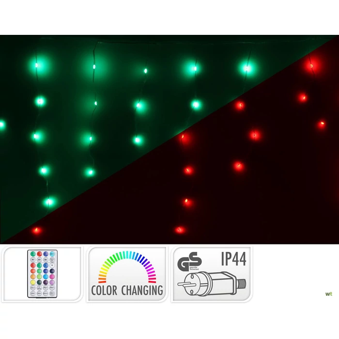 172 LED-es RGB távirányítós kerti fényfüzér hullámzással, fényeffektusokkal
