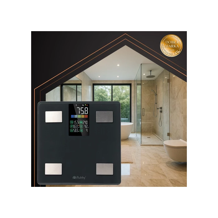 LCD analitikus fürdőszobamérleg - fekete