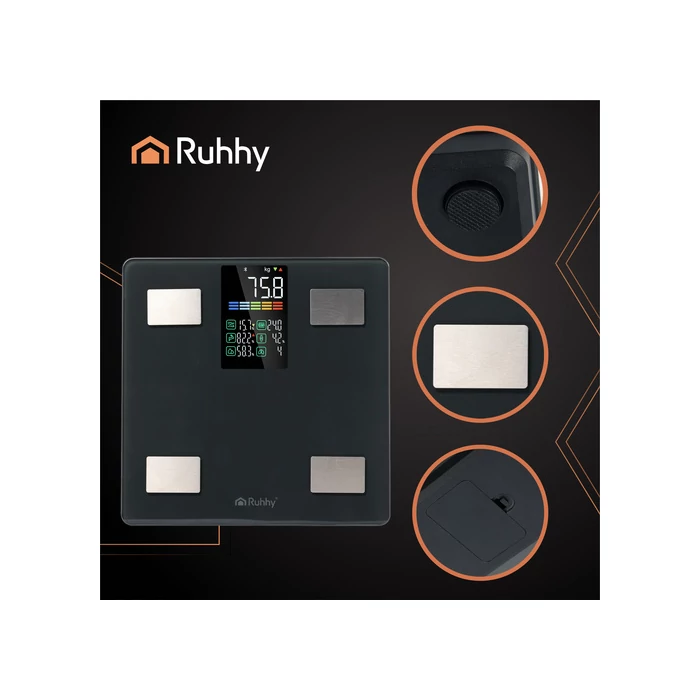 LCD analitikus fürdőszobamérleg - fekete