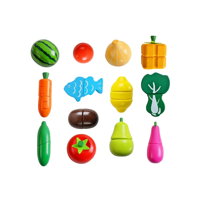 Fából készült darabolható zöldségek