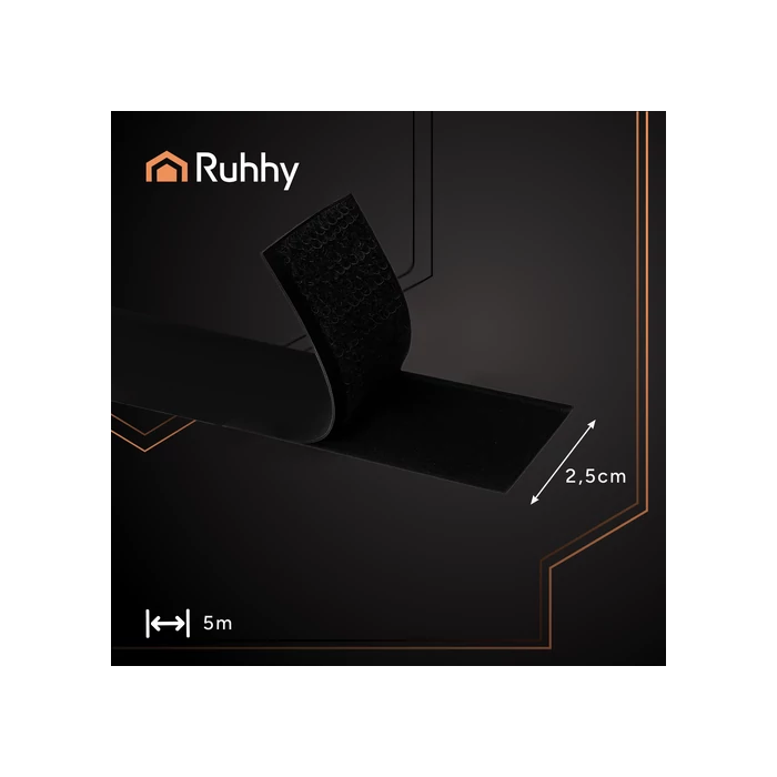 Öntapadó tépőzár szalag 5mx2,5cm fekete