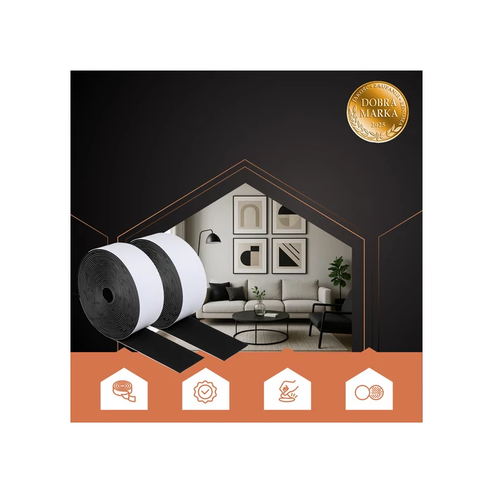 Öntapadó tépőzár szalag 5mx2,5cm fekete