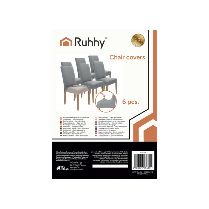 Ruhhy Székhuzat - 6 db világosszürke