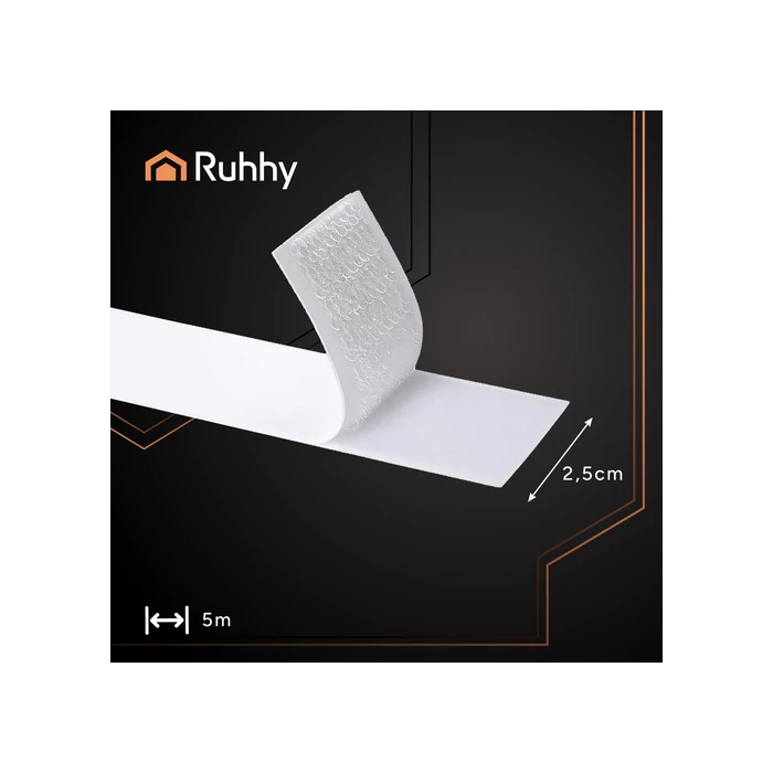 Öntapadó tépőzár szalag 5mx2,5cm fehér