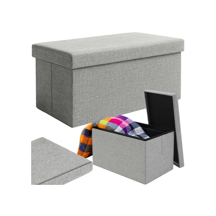 Puff tárolóval - szürke 76x38x38cm 