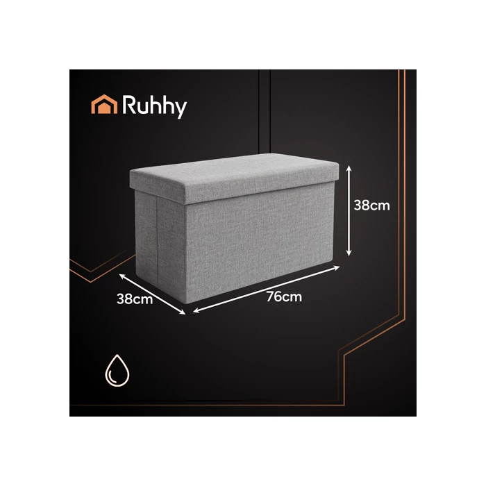 Puff tárolóval - szürke 76x38x38cm 