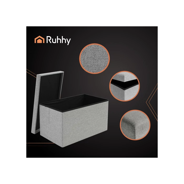 Puff tárolóval - szürke 76x38x38cm 