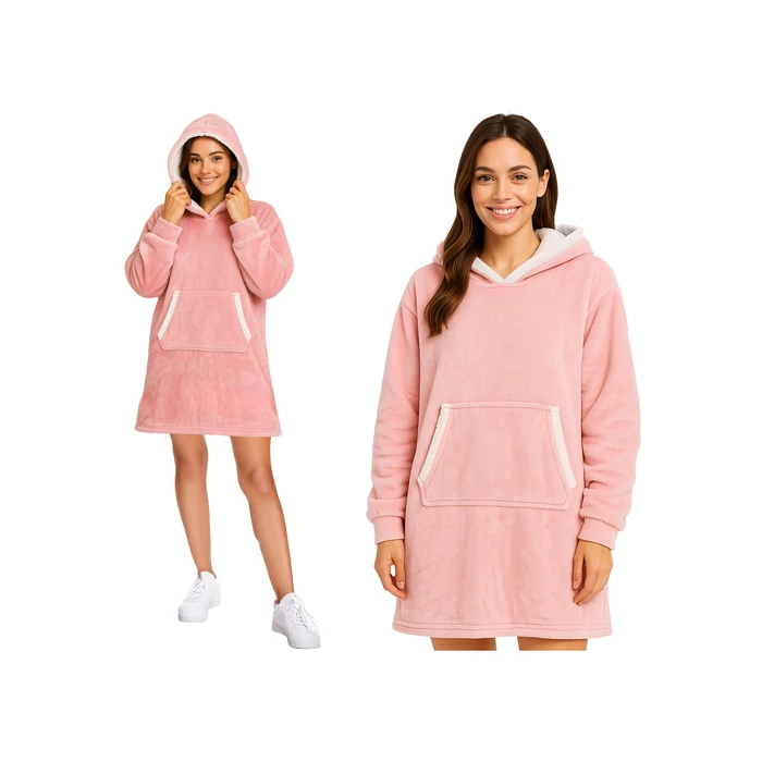 Óriás rózsaszín kapucnis pulóver