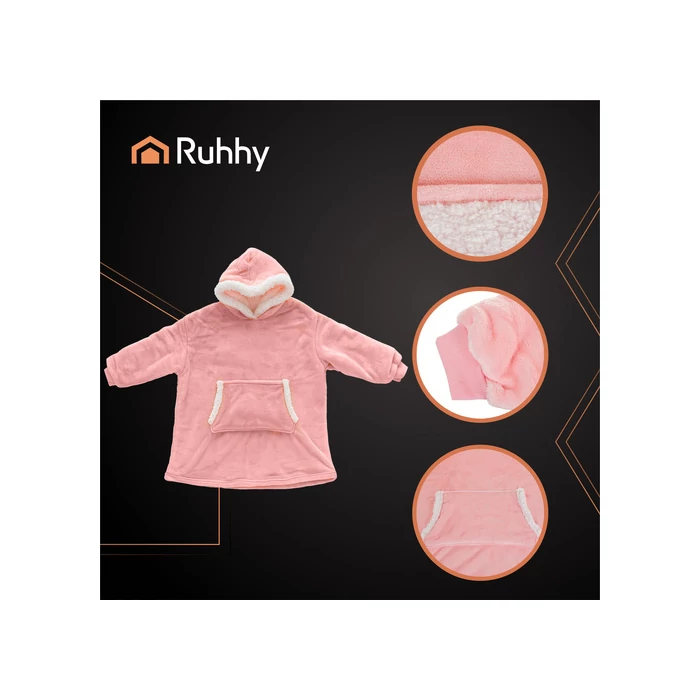 Óriás rózsaszín kapucnis pulóver