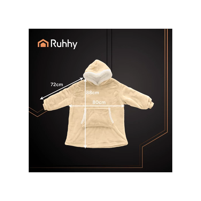 Óriás bézs kapucnis pulóver